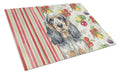 Blue Roan & Tan English Cocker Spaniel Vegetables Cutting Board Tempered Glass Kitchen Cutting Surface, Heat Resistant Chopping, Non-Slip Feet, Food Prep & Serving