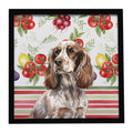 Liver Roan English Cocker Spaniel Vegetables Framed Metal Print Bathroom, Kitchen, Office, Home Decor Wall Art Ready to Hang, Square, 8X8