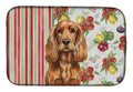 Red English Cocker Spaniel Vegetables Dish Drying Mat Absorbent Dish Drying Mat Pad for Kitchen Counter Dish Drainer Mat for Countertop, 14 x 21", Multicolor