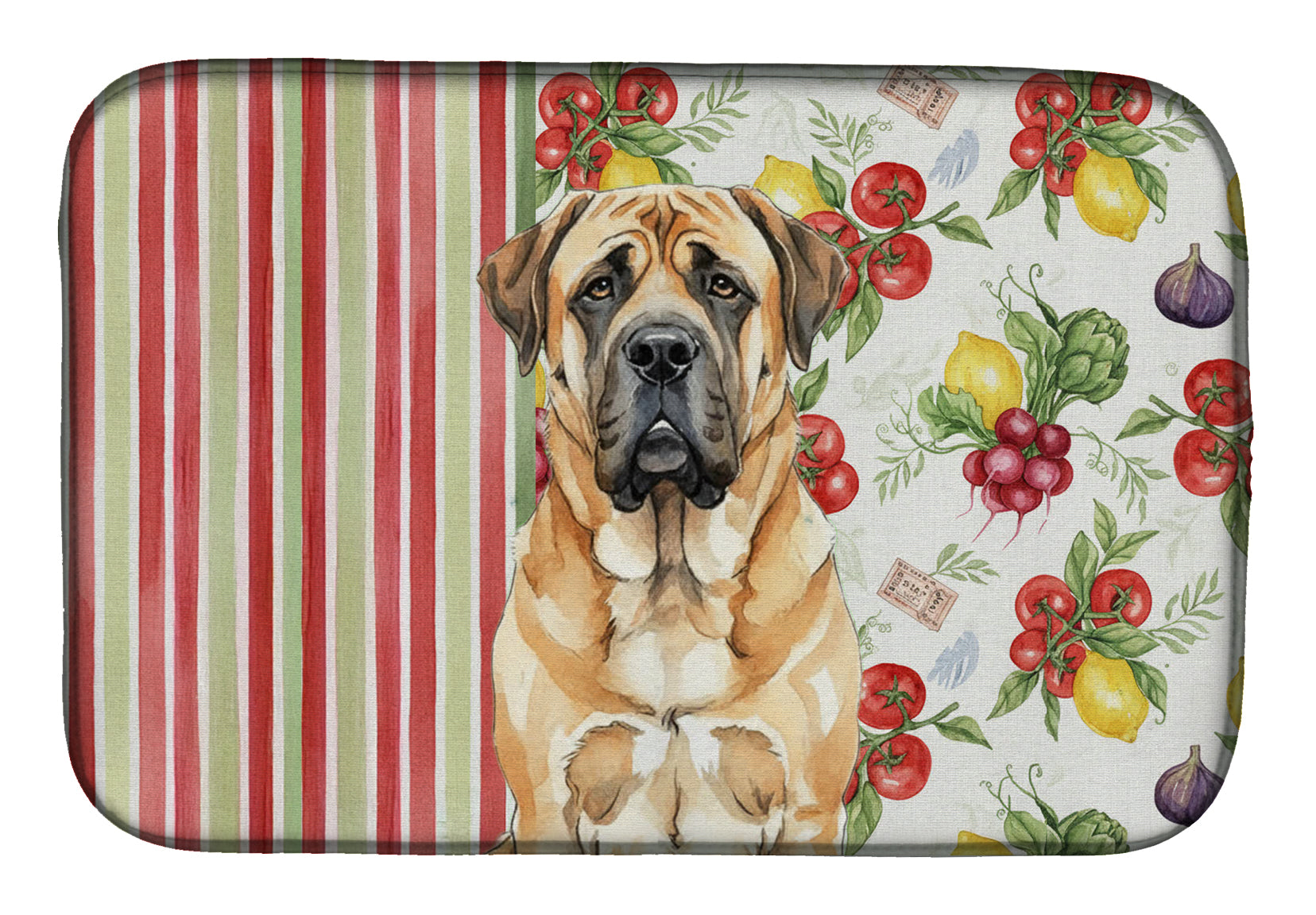 Apricot English Mastiff Vegetables Dish Drying Mat Absorbent Dish Drying Mat Pad for Kitchen Counter Dish Drainer Mat for Countertop, 14 x 21", Multicolor
