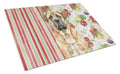 Apricot English Mastiff Vegetables Cutting Board Tempered Glass Kitchen Cutting Surface, Heat Resistant Chopping, Non-Slip Feet, Food Prep & Serving
