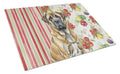 Brindle English Mastiff Vegetables Cutting Board Tempered Glass Kitchen Cutting Surface, Heat Resistant Chopping, Non-Slip Feet, Food Prep & Serving