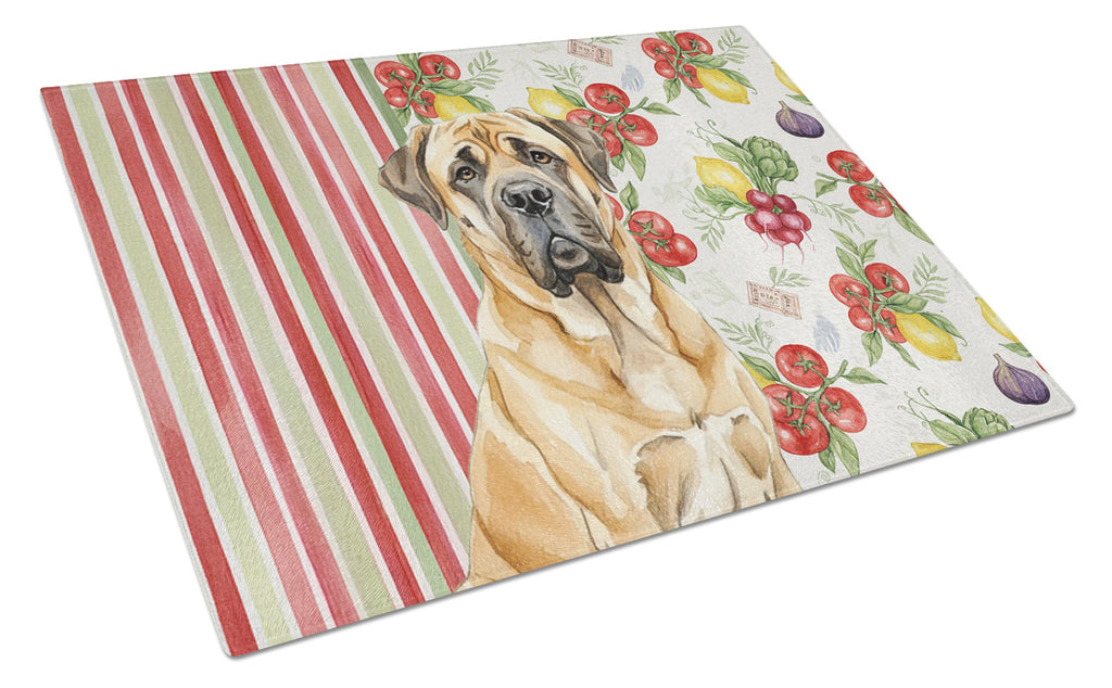 Fawn English Mastiff Vegetables Cutting Board Tempered Glass Kitchen Cutting Surface, Heat Resistant Chopping, Non-Slip Feet, Food Prep & Serving