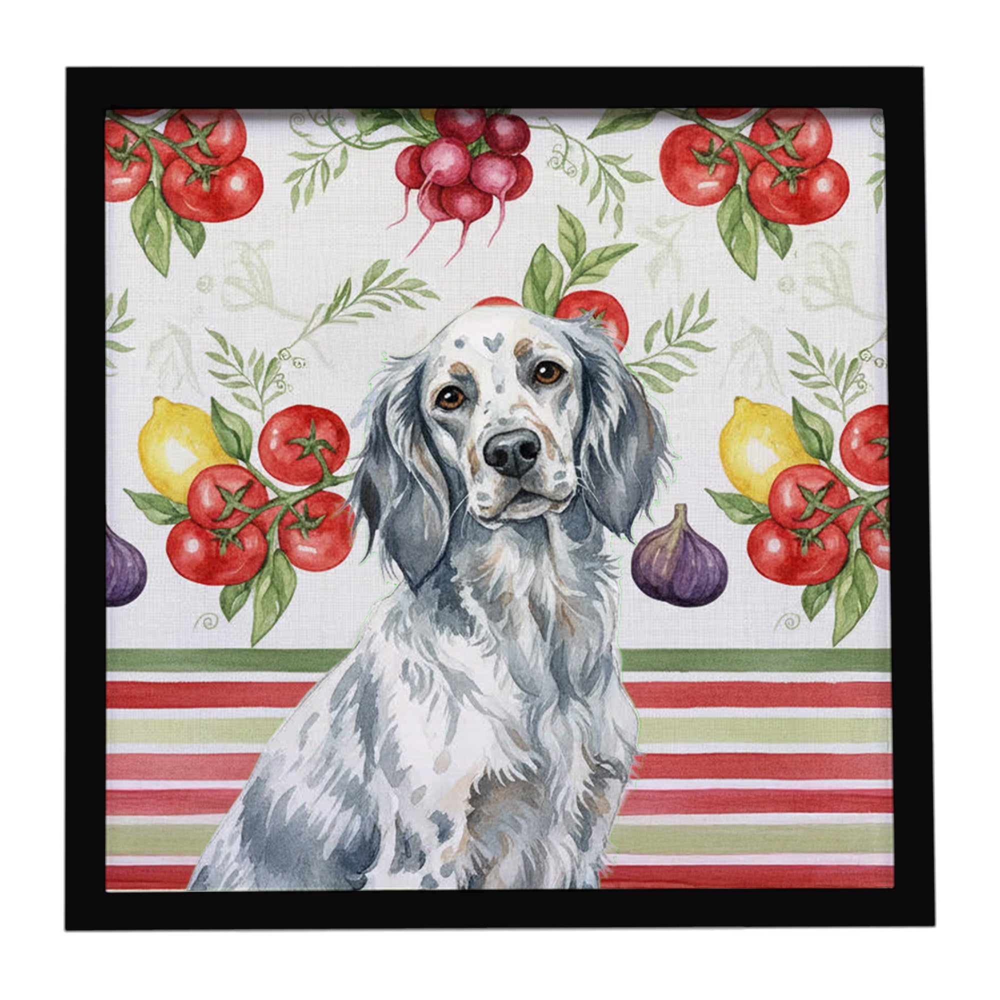 Blue Belton English Setter Vegetables Framed Metal Print Bathroom, Kitchen, Office, Home Decor Wall Art Ready to Hang, Square, 8X8