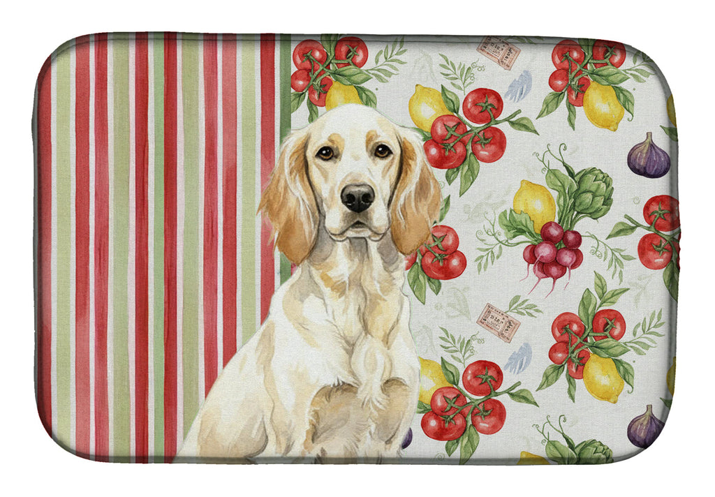 Lemon Belton English Setter Vegetables Dish Drying Mat Absorbent Dish Drying Mat Pad for Kitchen Counter Dish Drainer Mat for Countertop, 14 x 21", Multicolor