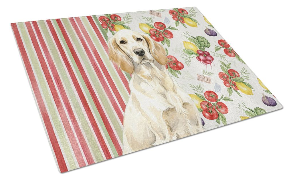 Lemon Belton English Setter Vegetables Cutting Board Tempered Glass Kitchen Cutting Surface, Heat Resistant Chopping, Non-Slip Feet, Food Prep & Serving