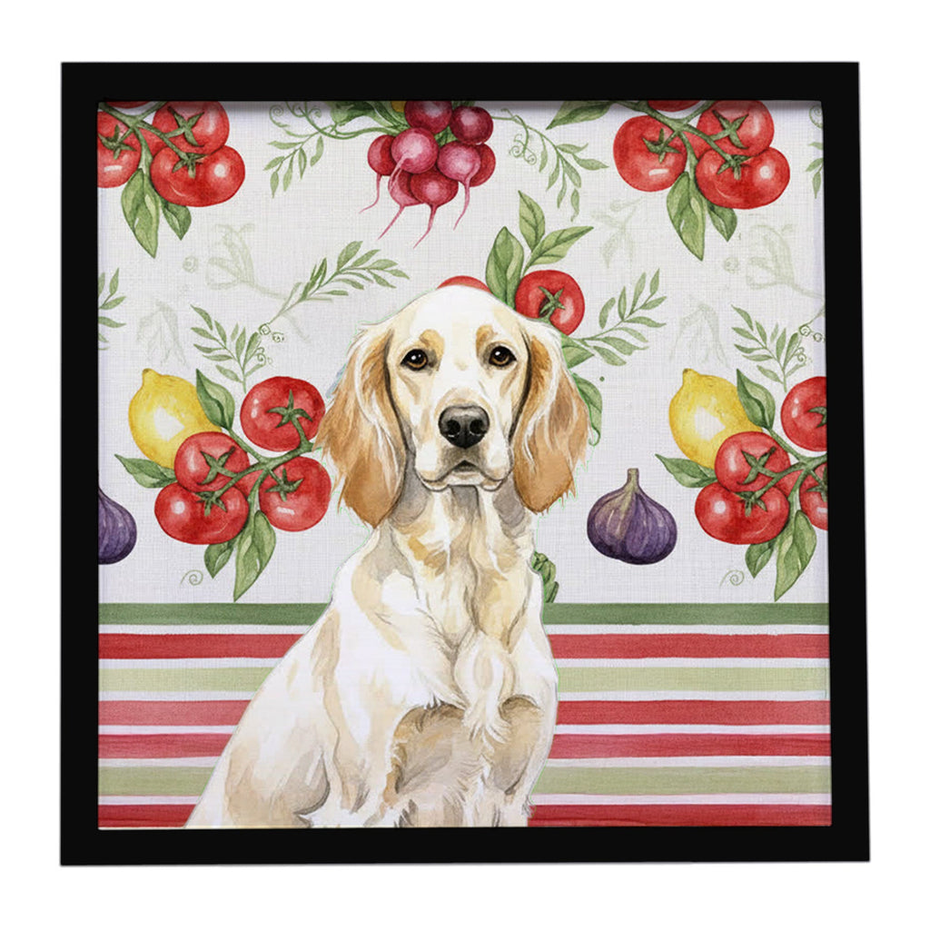 Lemon Belton English Setter Vegetables Framed Metal Print Bathroom, Kitchen, Office, Home Decor Wall Art Ready to Hang, Square, 8X8