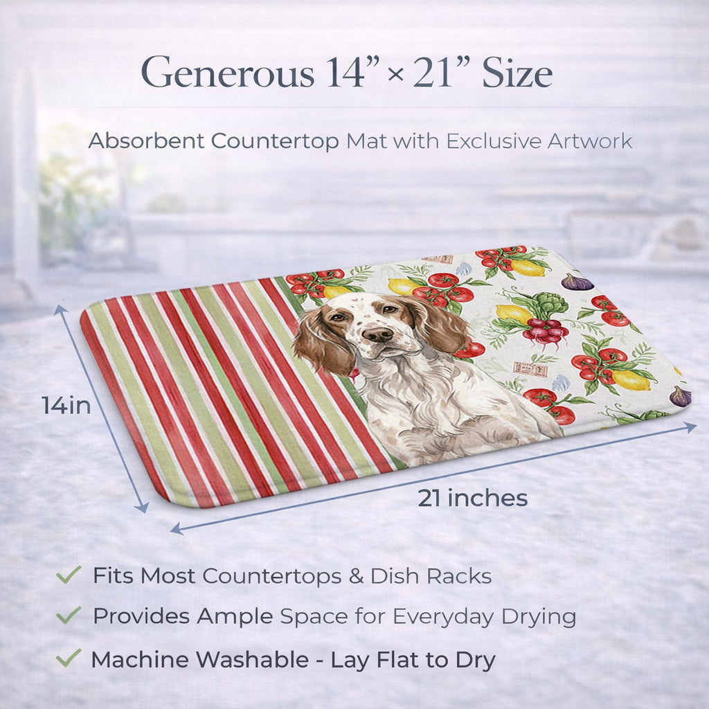 Liver Belton English Setter Vegetables Dish Drying Mat Absorbent Dish Drying Mat Pad for Kitchen Counter Dish Drainer Mat for Countertop, 14 x 21", Multicolor