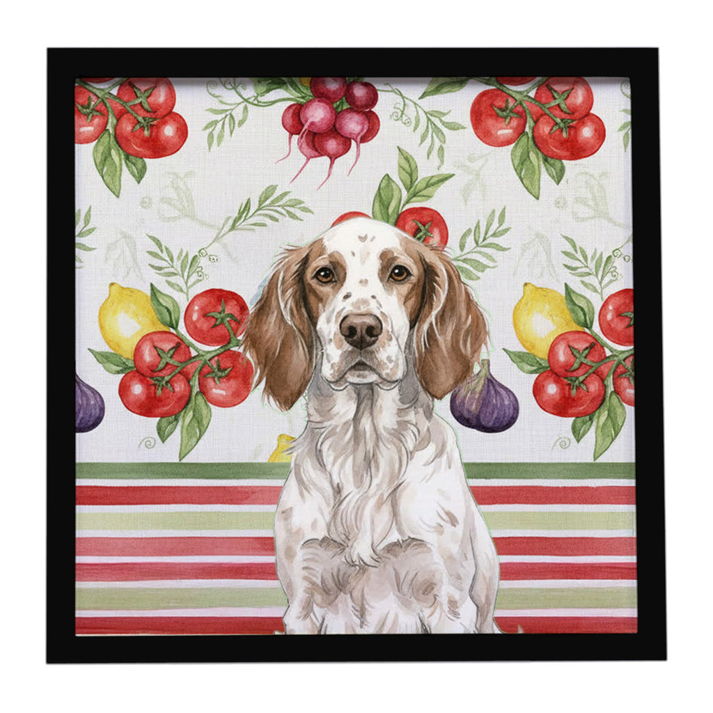 Liver Belton English Setter Vegetables Framed Metal Print Bathroom, Kitchen, Office, Home Decor Wall Art Ready to Hang, Square, 8X8