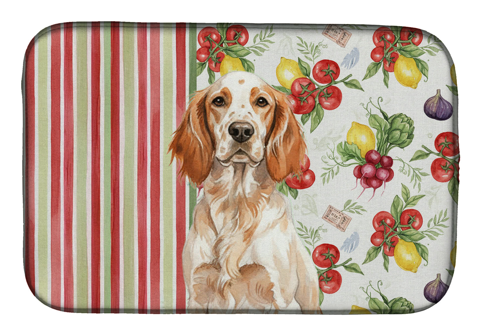 Orange Belton English Setter Vegetables Dish Drying Mat Absorbent Dish Drying Mat Pad for Kitchen Counter Dish Drainer Mat for Countertop, 14 x 21", Multicolor