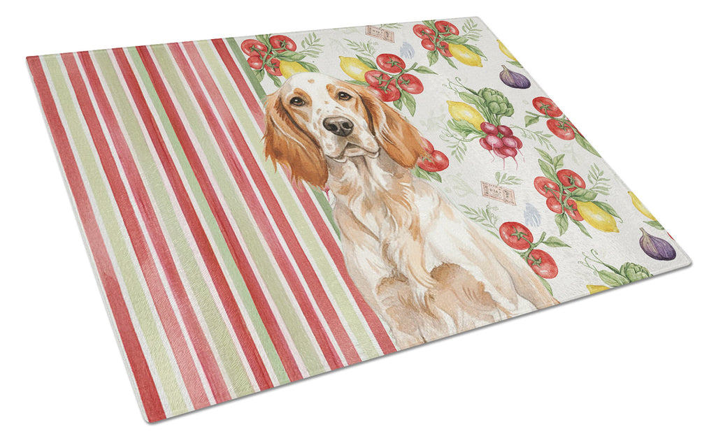 Orange Belton English Setter Vegetables Cutting Board Tempered Glass Kitchen Cutting Surface, Heat Resistant Chopping, Non-Slip Feet, Food Prep & Serving