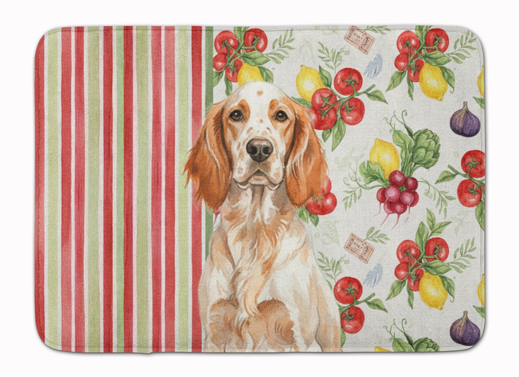 Orange Belton English Setter Vegetables Memory Foam Kitchen Mat Machine Washable Anti-Fatigue Cushion Comfort Bath or Kitchen Rug