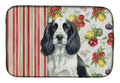 Black and White English Springer Spaniel Vegetables Dish Drying Mat Absorbent Dish Drying Mat Pad for Kitchen Counter Dish Drainer Mat for Countertop, 14 x 21", Multicolor