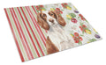 Liver and White English Springer Spaniel Vegetables Cutting Board Tempered Glass Kitchen Cutting Surface, Heat Resistant Chopping, Non-Slip Feet, Food Prep & Serving