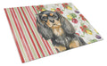 Black and Tan English Toy Spaniel Vegetables Cutting Board Tempered Glass Kitchen Cutting Surface, Heat Resistant Chopping, Non-Slip Feet, Food Prep & Serving