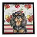 Black and Tan English Toy Spaniel Vegetables Framed Metal Print Bathroom, Kitchen, Office, Home Decor Wall Art Ready to Hang, Square, 8X8