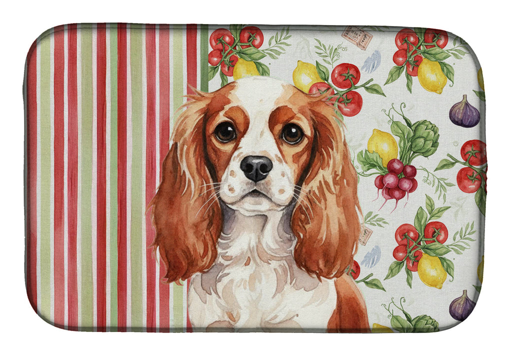 Blenheim English Toy Spaniel Vegetables Dish Drying Mat Absorbent Dish Drying Mat Pad for Kitchen Counter Dish Drainer Mat for Countertop, 14 x 21", Multicolor