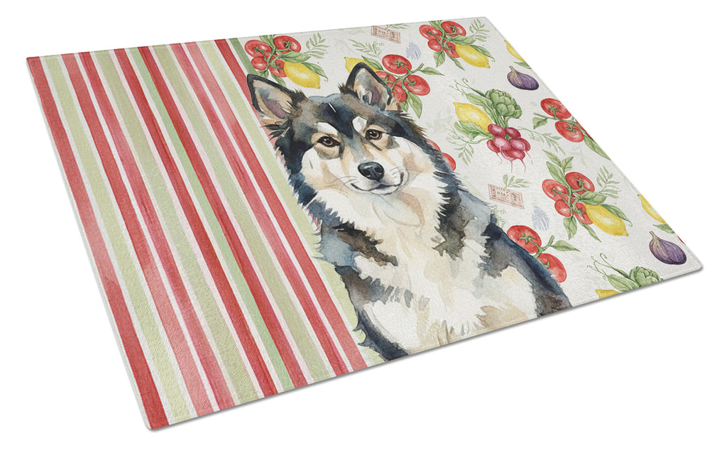 Finnish Lapphund Vegetables Cutting Board Tempered Glass Kitchen Cutting Surface, Heat Resistant Chopping, Non-Slip Feet, Food Prep & Serving