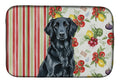 Black Flat-Coated Retriever Vegetables Dish Drying Mat Absorbent Dish Drying Mat Pad for Kitchen Counter Dish Drainer Mat for Countertop, 14 x 21", Multicolor