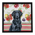Black Flat-Coated Retriever Vegetables Framed Metal Print Bathroom, Kitchen, Office, Home Decor Wall Art Ready to Hang, Square, 8X8