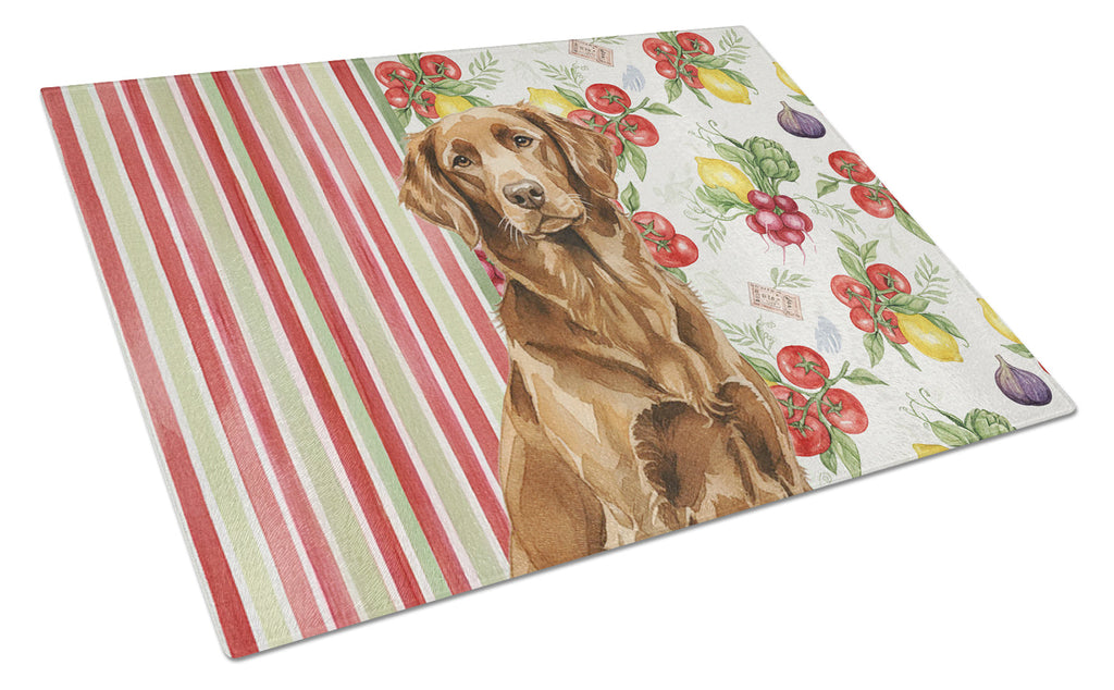 Liver Flat-Coated Retriever Vegetables Cutting Board Tempered Glass Kitchen Cutting Surface, Heat Resistant Chopping, Non-Slip Feet, Food Prep & Serving