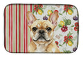 Fawn French Bulldog Vegetables Dish Drying Mat Absorbent Dish Drying Mat Pad for Kitchen Counter Dish Drainer Mat for Countertop, 14 x 21", Multicolor