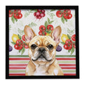 Fawn French Bulldog Vegetables Framed Metal Print Bathroom, Kitchen, Office, Home Decor Wall Art Ready to Hang, Square, 8X8