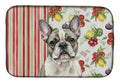 Pied French Bulldog Vegetables Dish Drying Mat Absorbent Dish Drying Mat Pad for Kitchen Counter Dish Drainer Mat for Countertop, 14 x 21", Multicolor