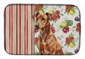 Red German Pinscher Vegetables Dish Drying Mat Absorbent Dish Drying Mat Pad for Kitchen Counter Dish Drainer Mat for Countertop, 14 x 21", Multicolor