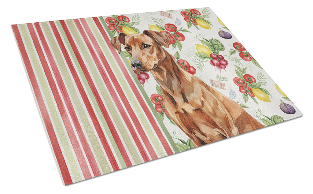 Red German Pinscher Vegetables Cutting Board Tempered Glass Kitchen Cutting Surface, Heat Resistant Chopping, Non-Slip Feet, Food Prep & Serving