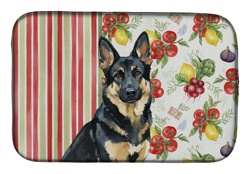 Black and Tan German Shepherd Vegetables Dish Drying Mat Absorbent Dish Drying Mat Pad for Kitchen Counter Dish Drainer Mat for Countertop, 14 x 21", Multicolor