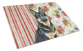 Black and Tan German Shepherd Vegetables Cutting Board Tempered Glass Kitchen Cutting Surface, Heat Resistant Chopping, Non-Slip Feet, Food Prep & Serving