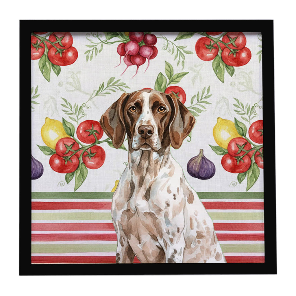 German Shorthaired Pointer Vegetables Framed Metal Print Bathroom, Kitchen, Office, Home Decor Wall Art Ready to Hang, Square, 8X8
