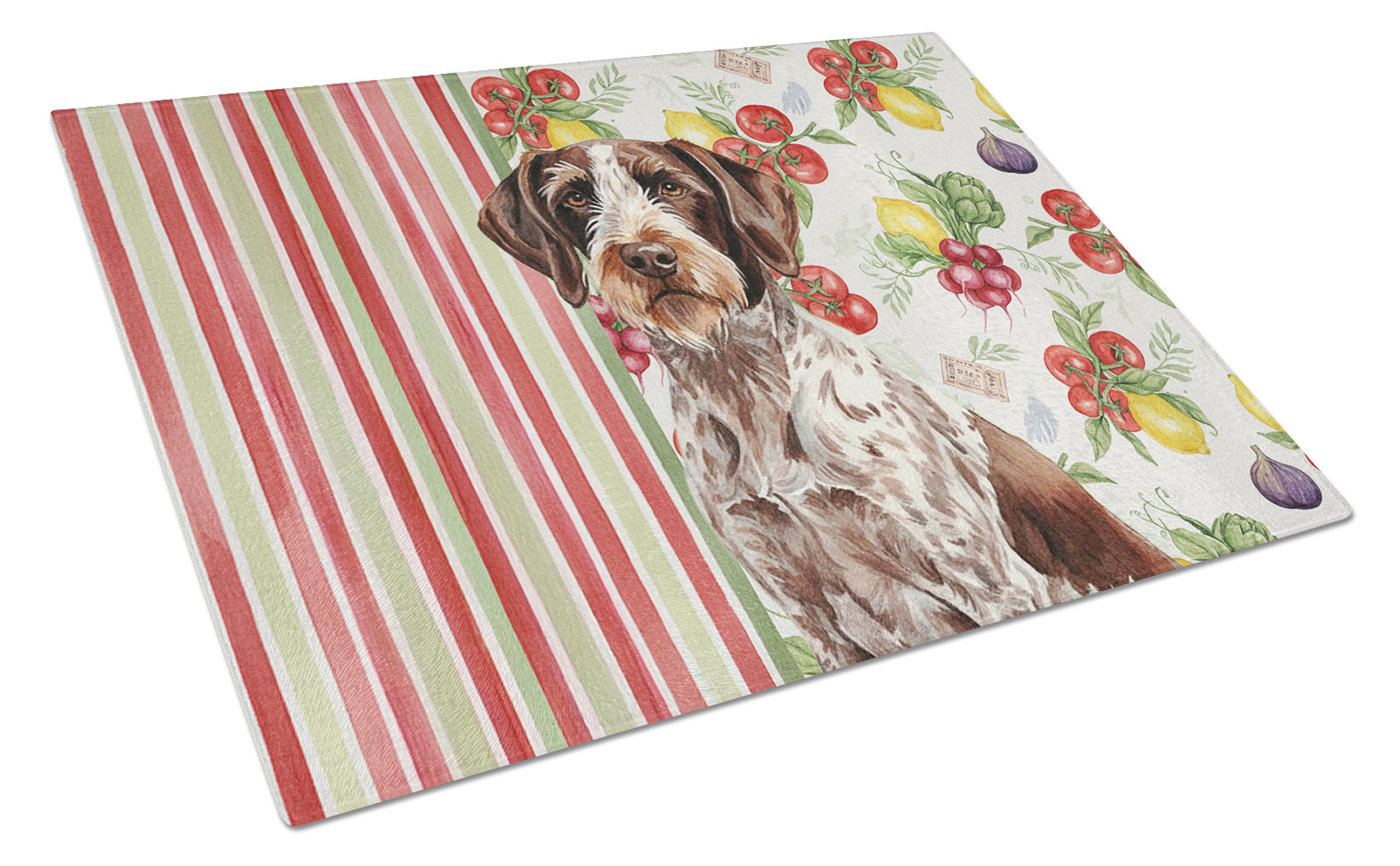 Roan German Wirehaired Pointer Vegetables Cutting Board Tempered Glass Kitchen Cutting Surface, Heat Resistant Chopping, Non-Slip Feet, Food Prep & Serving