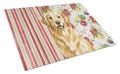 Golden Retriever Vegetables Cutting Board Tempered Glass Kitchen Cutting Surface, Heat Resistant Chopping, Non-Slip Feet, Food Prep & Serving