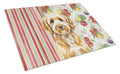 Goldendoodle Vegetables Cutting Board Tempered Glass Kitchen Cutting Surface, Heat Resistant Chopping, Non-Slip Feet, Food Prep & Serving