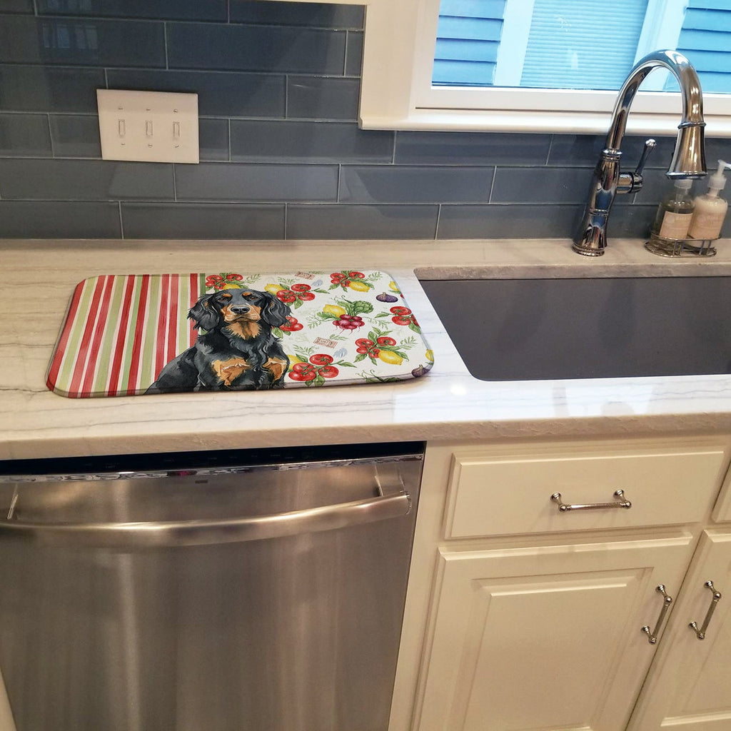 Gordon Setter Vegetables Dish Drying Mat Absorbent Dish Drying Mat Pad for Kitchen Counter Dish Drainer Mat for Countertop, 14 x 21", Multicolor
