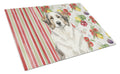 Badger Great Pyrenees Vegetables Cutting Board Tempered Glass Kitchen Cutting Surface, Heat Resistant Chopping, Non-Slip Feet, Food Prep & Serving