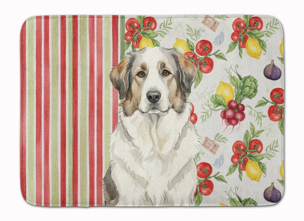 Badger Great Pyrenees Vegetables Memory Foam Kitchen Mat Machine Washable Anti-Fatigue Cushion Comfort Bath or Kitchen Rug