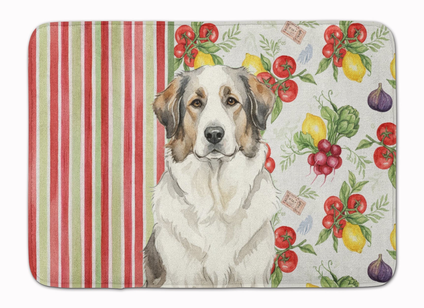 Badger Great Pyrenees Vegetables Memory Foam Kitchen Mat Machine Washable Anti-Fatigue Cushion Comfort Bath or Kitchen Rug