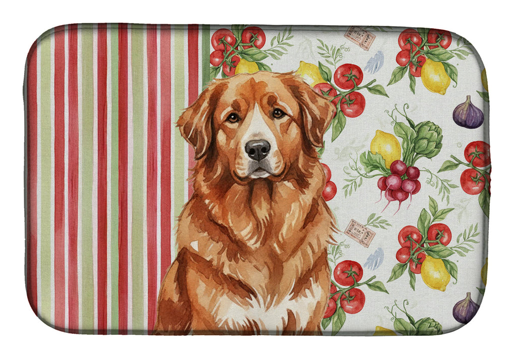 Reddish Brown Great Pyrenees Vegetables Dish Drying Mat Absorbent Dish Drying Mat Pad for Kitchen Counter Dish Drainer Mat for Countertop, 14 x 21", Multicolor
