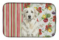 White Great Pyrenees Vegetables Dish Drying Mat Absorbent Dish Drying Mat Pad for Kitchen Counter Dish Drainer Mat for Countertop, 14 x 21", Multicolor