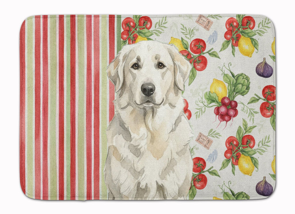 White Great Pyrenees Vegetables Memory Foam Kitchen Mat Machine Washable Anti-Fatigue Cushion Comfort Bath or Kitchen Rug