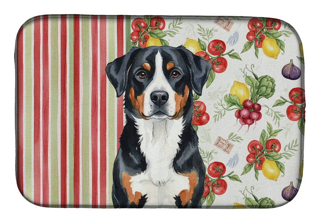 Greater Swiss Mountain Dog Vegetables Dish Drying Mat Absorbent Dish Drying Mat Pad for Kitchen Counter Dish Drainer Mat for Countertop, 14 x 21", Multicolor