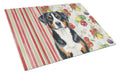 Greater Swiss Mountain Dog Vegetables Cutting Board Tempered Glass Kitchen Cutting Surface, Heat Resistant Chopping, Non-Slip Feet, Food Prep & Serving