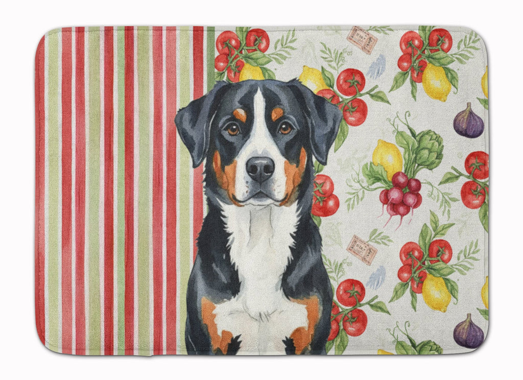 Greater Swiss Mountain Dog Vegetables Memory Foam Kitchen Mat Machine Washable Anti-Fatigue Cushion Comfort Bath or Kitchen Rug