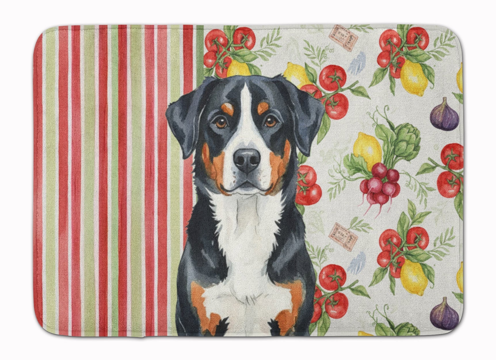 Greater Swiss Mountain Dog Vegetables Memory Foam Kitchen Mat Machine Washable Anti-Fatigue Cushion Comfort Bath or Kitchen Rug