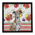 Brindle Greyhound Vegetables Framed Metal Print Bathroom, Kitchen, Office, Home Decor Wall Art Ready to Hang, Square, 8X8