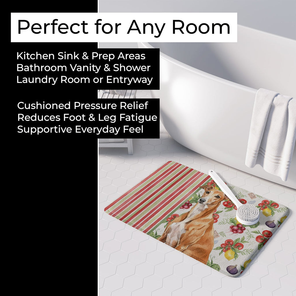 Red Greyhound Vegetables Memory Foam Kitchen Mat Machine Washable Anti-Fatigue Cushion Comfort Bath or Kitchen Rug