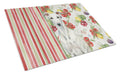 White Greyhound Vegetables Cutting Board Tempered Glass Kitchen Cutting Surface, Heat Resistant Chopping, Non-Slip Feet, Food Prep & Serving